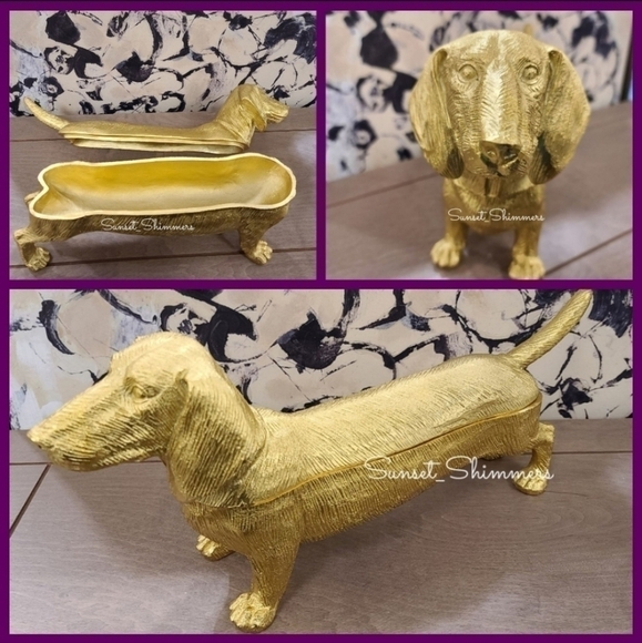 Doxie DACHSHUND DOG Resin Statue Figurine candy Bowl trinket Storage STASH BOX - Picture 8 of 8